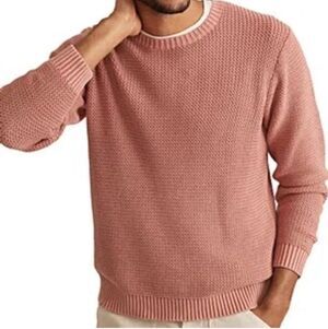 Marine Layer Men’s Garment Dye Crewneck Cotton Sweater in Marsala Size XL